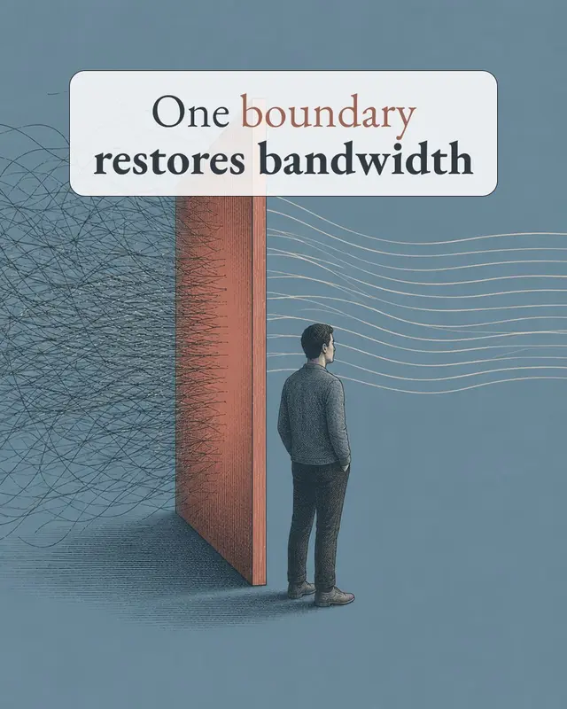 A person standing beside an open doorway, captioned “One boundary restores bandwidth”.